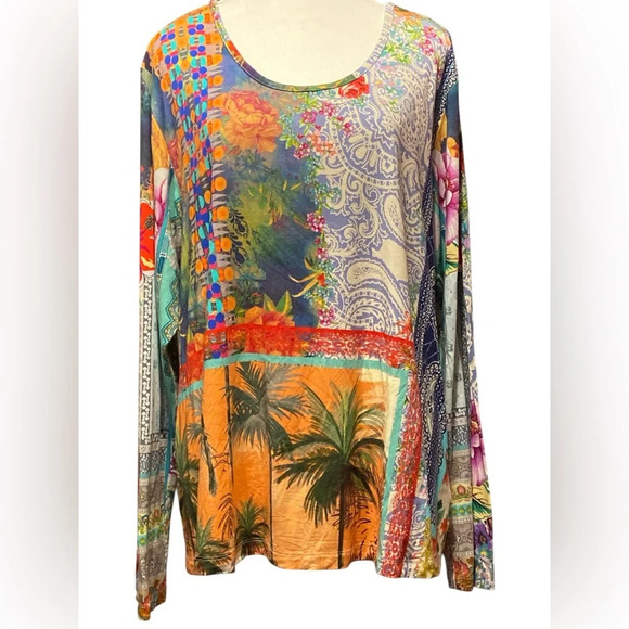 Johnny Was long sleeve knit top eclectic compilation of different patterns 
L54 - Picture 1 of 8